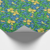 Art Nouveau Iris Print, Geel en Kobalt Blue Cadeaupapier (Hoek)