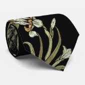 Art Nouveau Iris stropdas - zwarte achtergrond (Opgerold)