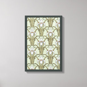 Art Nouveau irisbloemen in een tuin in vintage sti Canvas Afdruk