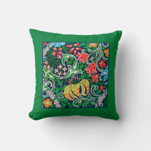 Art Nouveau Jacobean Floral, Emerald Green Kussen