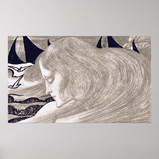 Art Nouveau jonge vrouw Poster (Voorkant)