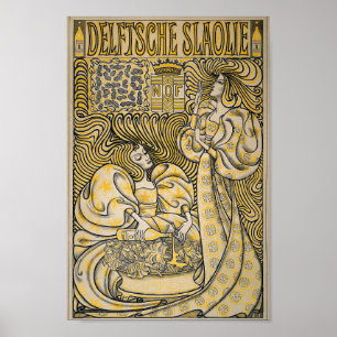  Art Nouveau Jugend Delftsche Slaolie 1894 Poster