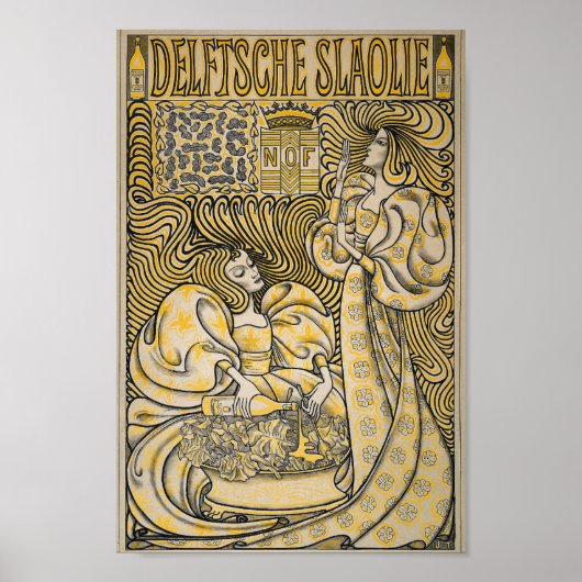  Art Nouveau Jugend Delftsche Slaolie 1894 Poster (Voorkant)