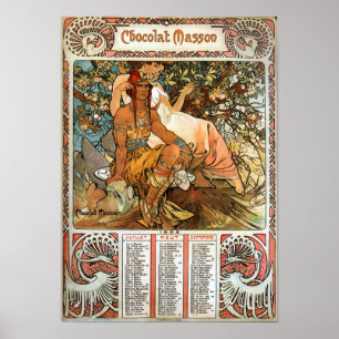 Art Nouveau Jugend Manhood Chocolat Masson Poster