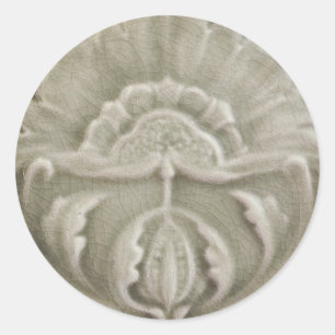 Art nouveau jugendstil bloem tegel design bruin ronde sticker