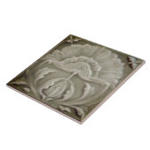 Art nouveau jugendstil bloem tegel design bruin tegeltje (Zijkant)