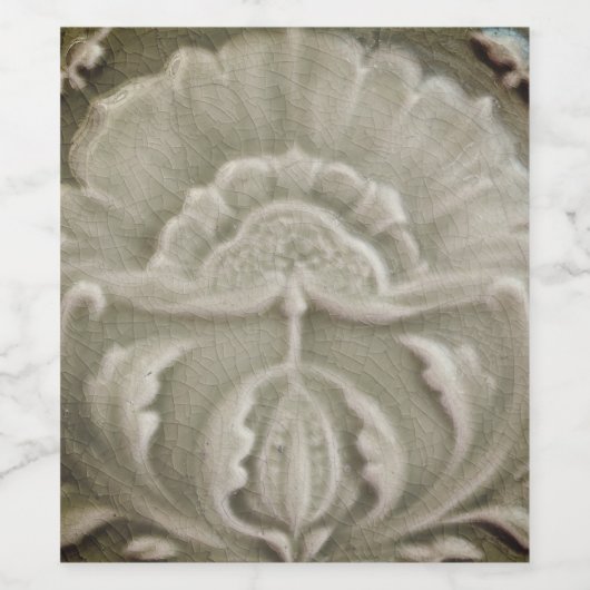 Art nouveau jugendstil bloem tegel design bruin wijn etiket (Enkel label)