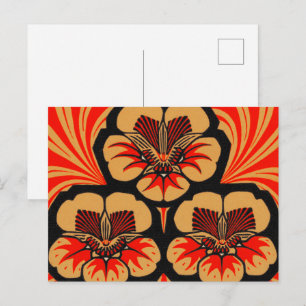 Art Nouveau Julie de Graag Bloem Houtsnede Vintage Briefkaart