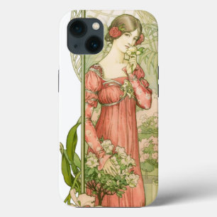 Art Nouveau-kas dame elegant in vintage stijl iPhone 13 Hoesje