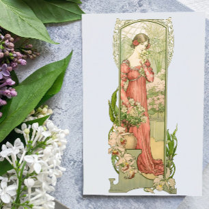 Art Nouveau-kas Dame Elegant Vintage Kaart