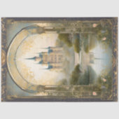 Art Nouveau Kasteel Rococo Navy n Gold Ephemera 4 Tissuepapier (Voorkant)