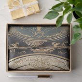 Art Nouveau Kasteel Rococo Zwart n Goud Ephemera 1 Tissuepapier (Geschenk)