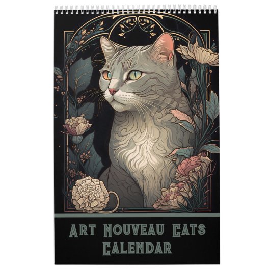 art nouveau katten i kalender (Hoes)