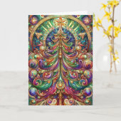 Art Nouveau kerstboom Kaart (Gele Bloem)