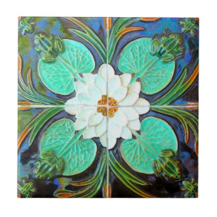 Art nouveau kikkers en lelie pad Azulejos vintage Tegeltje