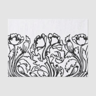 Art nouveau klaproos bloem zwart wit elegant tissuepapier