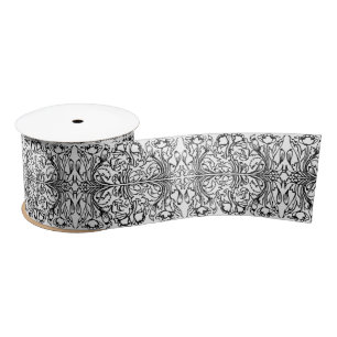 Art nouveau klaproos bloemenzwart wit elegant lint