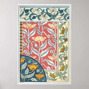 Art Nouveau-klaprozen in vintage bloemstijl Poster
