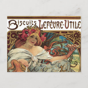  art nouveau, koekjes van Alphonse Mucha Briefkaart