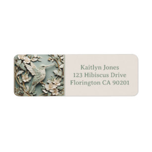 Art Nouveau Kolibrie Vogel Crème & Mint Etiket