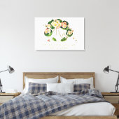 Art Nouveau Krans met Madeliefjes en Monogram om t Canvas Afdruk (Insitu (Slaapkamer))