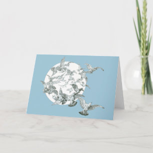 Art Nouveau-kunst met een zwerm vogels en volle ma Kaart