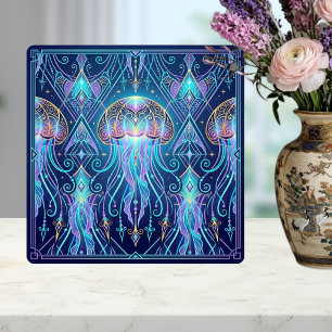 Art Nouveau Kwallen Kosmisch Oceaan Patroon Paars Tegeltje