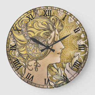  Art Nouveau "La Plume" van Mucha Grote Klok
