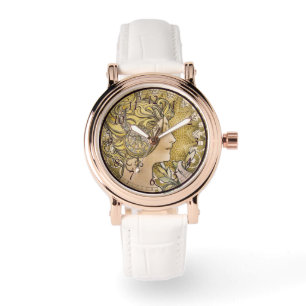 Art Nouveau "La Plume" van Mucha Horloge