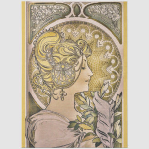 Art Nouveau "La Plume" van Mucha uit de oude tijd Tissuepapier