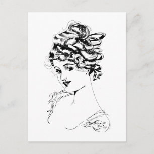 Art Nouveau Lady 1917 Fine Art Briefkaart