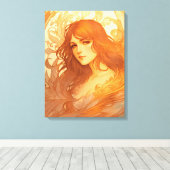 Art Nouveau Lady Canvas Afdruk (Insitu (Houten vloer))