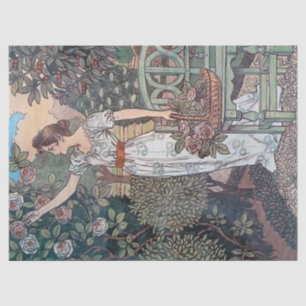 Art Nouveau Lady Garden Flower Decoupage 2 Tissuepapier