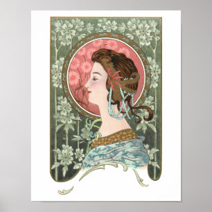 Art Nouveau Lady Gepersonaliseerd Poster