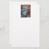 Art Nouveau Lady met Peacock Briefpapier (Voorkant / Achterkant)