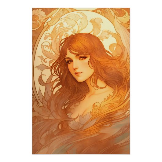 Art Nouveau Lady Perfect Poster (Voorkant)