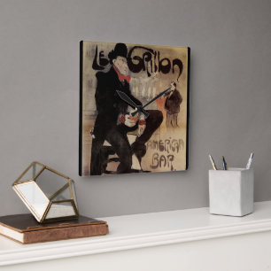 Art Nouveau Le Grillon, Man die bier drinkt Vierkante Klok