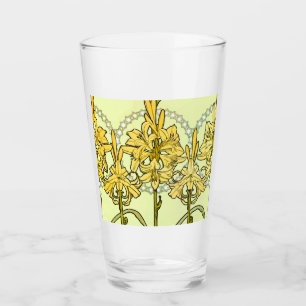 Art Nouveau leliepatroon van Alphonse Mucha Glas