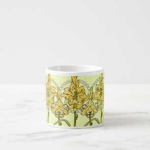 Art Nouveau leliepatroon van Alphonse Mucha in vin Espresso Kop