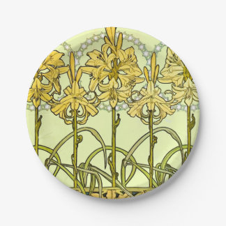 Art Nouveau leliepatroon van Alphonse Mucha in vin Papieren Bordje