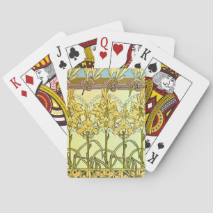 Art Nouveau leliepatroon van Alphonse Mucha in vin Pokerkaarten