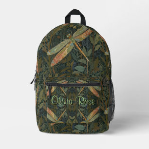 Art nouveau libelle in groen goud vintage stijl bedrukte rugzak