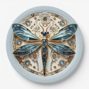 Art Nouveau Libelle Saffieren Elegant Goud Papieren Bordje