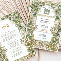 Art Nouveau-liefdesunie-uitnodiging met groen