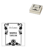 Art nouveau lily frame ex libris 	rubberstempel (Gestempeld)