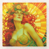 Art Nouveau Litha Glazen Onderzetter (Voorkant)