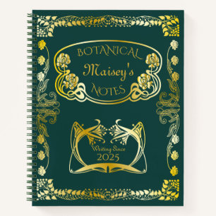 Art Nouveau Livre Couverture Botanique Motifs Vert
