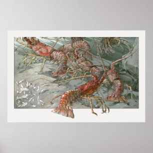  Art Nouveau, Lobsters in de Oceaan Poster