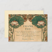 Art Nouveau Lotus Bloemen Huwelijk Bedankkaart (Voorkant / Achterkant)