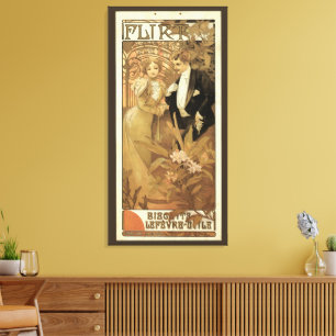  Art Nouveau Love Romance, vlucht van Mucha Canvas Afdruk